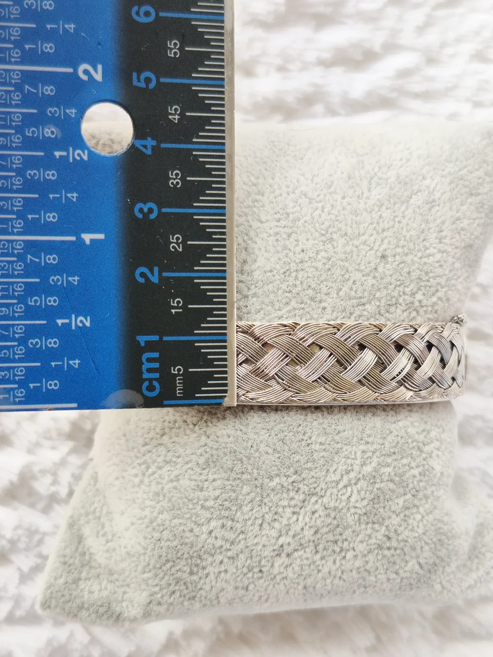 Vintage Silver Tone Woven Braided Cuff Bracelet